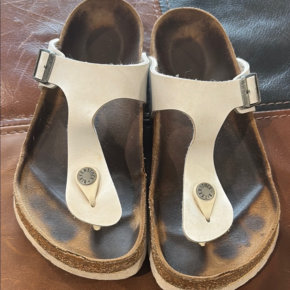 White Leather Sandals with Buckle